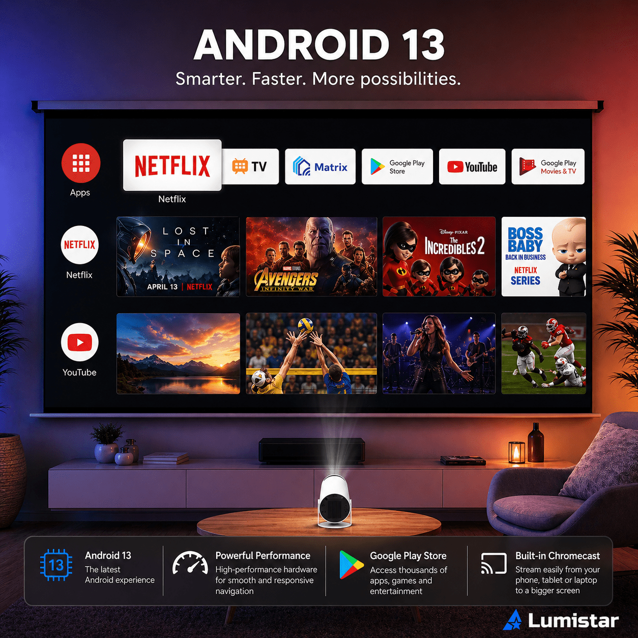 Lumistar Premium Mini Beamer - Create your own Home Cinema - Lumistar - mini beamer - Lumistar