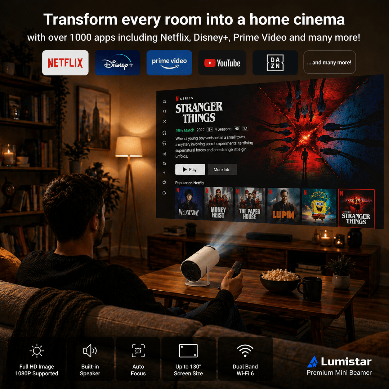 Lumistar Premium Mini Beamer - Create your own Home Cinema - Lumistar - mini beamer - Lumistar