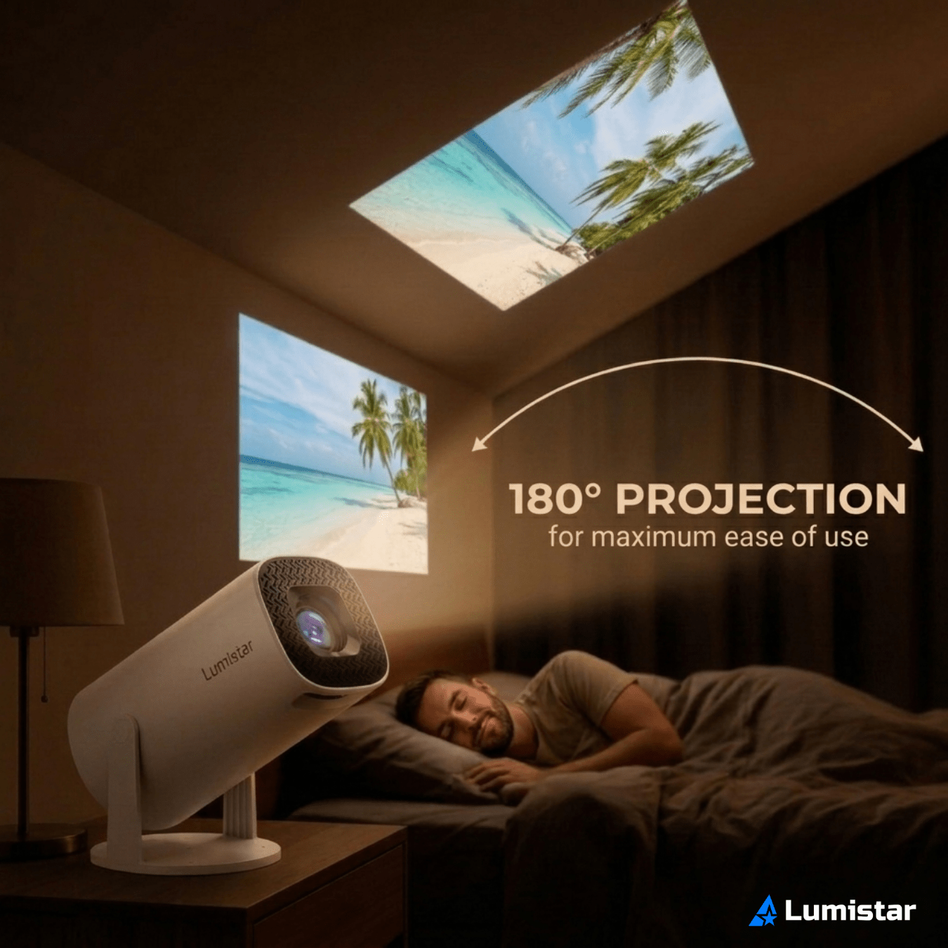 Lumistar Pro Mini Beamer 180 graden projectie