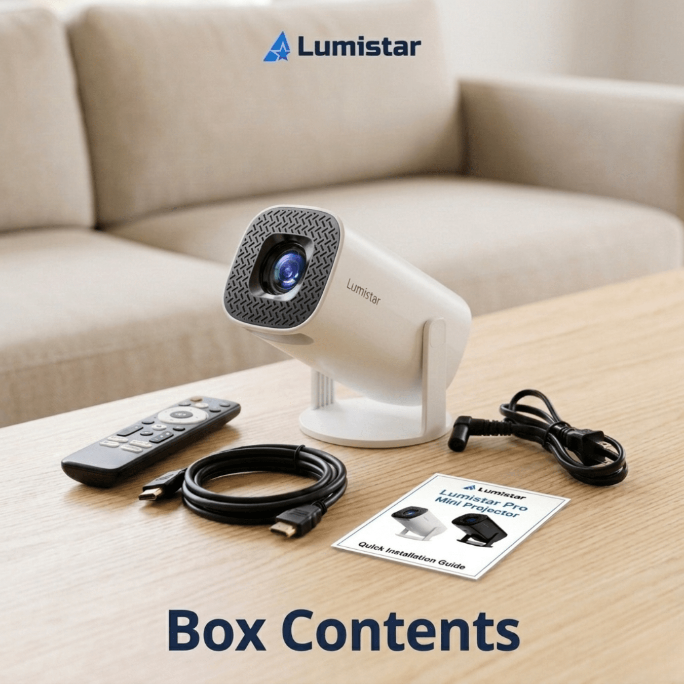 Lumistar Pro Mini Beamer verpakkingsinhoud