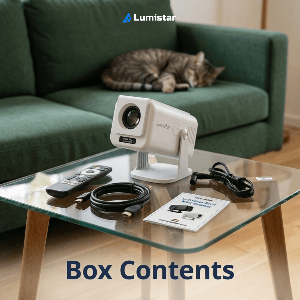 Lumistar Pro+ Mini Beamer verpakkingsinhoud
