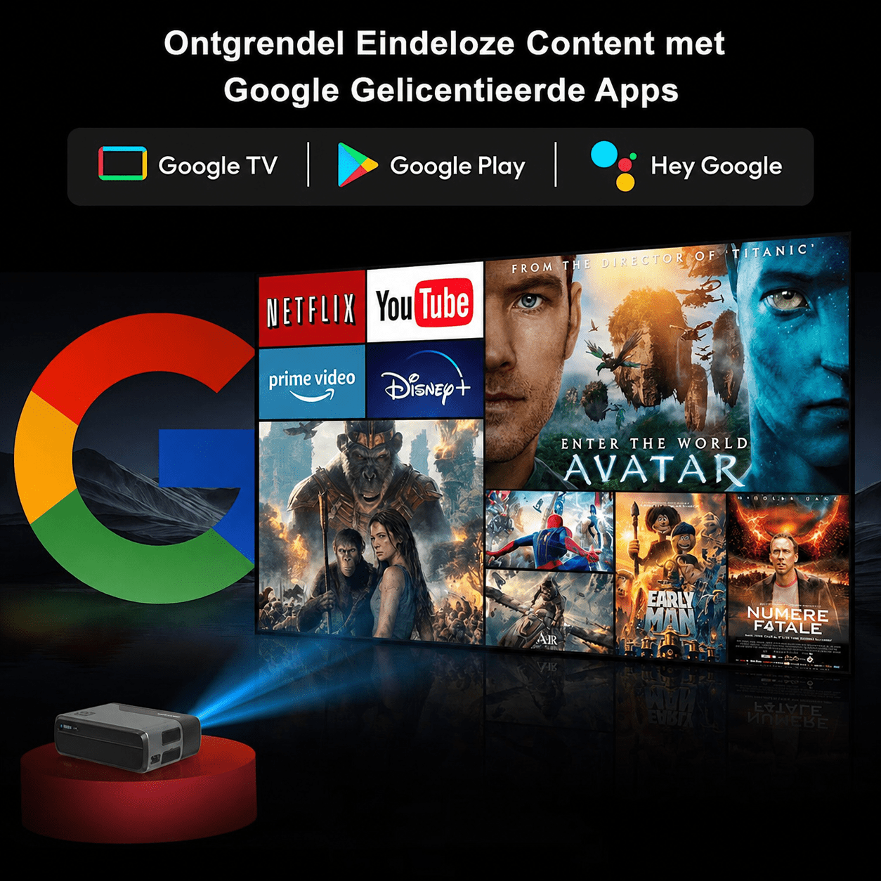 Lumistar A8 Google TV Beamer - De Ultieme Thuisbioscoop - Lumistar - beamer - Lumistar